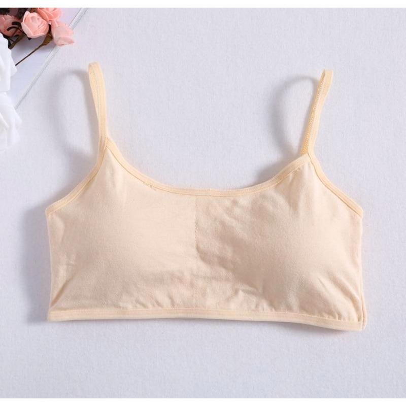 

Мягкий хлопковый тренировочный бюстгальтер для молодых девушек, дышащее нижнее белье для подростков бежевый