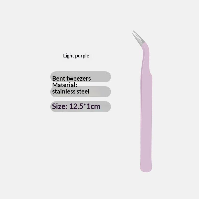 1Pcs Stainless Steel Eyelash Extension Tweezers Curved Straight Head Lashes Tweezer Non-Magnetic Eyelashes Nail Makeup Tools