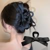 Big Silk Bow Ribbon Hairpin Korean Style Black Bowknot Hair Clip For Girls Vintage Satin Hairpins  Versatile Large Hair Claw