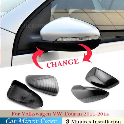 Per Volkswagen VW Touran 2011 2012 2013 2014 Coperture Calotte Specchietti Retrovisori Auto Motivo Fibra di Carbonio Custodia Lato Nero Lucido