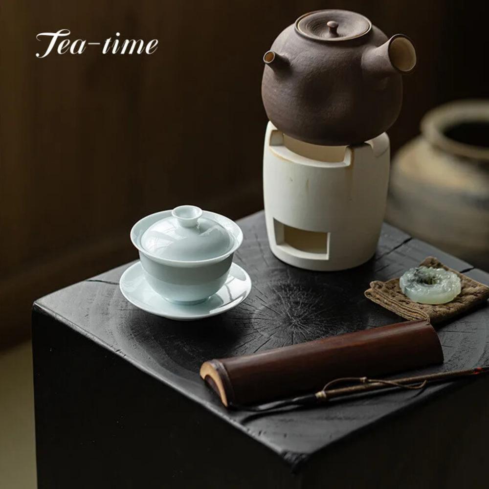 Antique Tea Mugs Gaiwan Set Tool Ceramic Cup 100ml Bowl Gaivan Mug Yingqing Saw Clay Drinkware Simple Supplies Porcelain Chawan