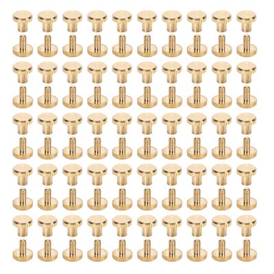 50Pcs Decorative Rivets 50Pcs Slot Flat Head Screws Brass Screw Rivet Set for DIY Leather Crafting Bookbinding 8x8mm