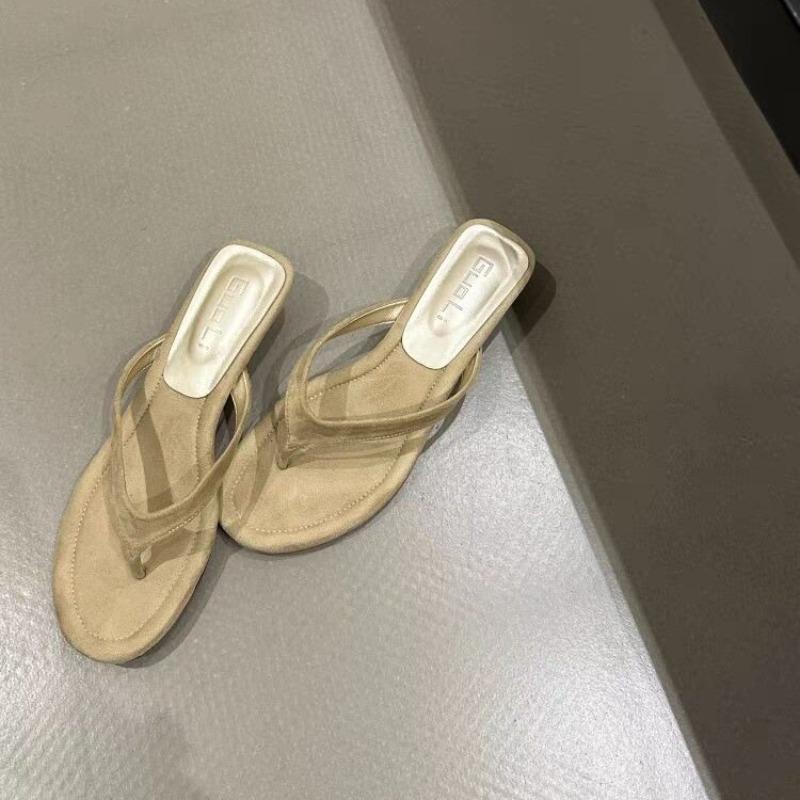 Fashion Fashion Flock Women Wedges Slippers Sandals Shoes Female Slides Spring Summer Round Toe Ladies Wedges Heeled Slippers Flip Flops