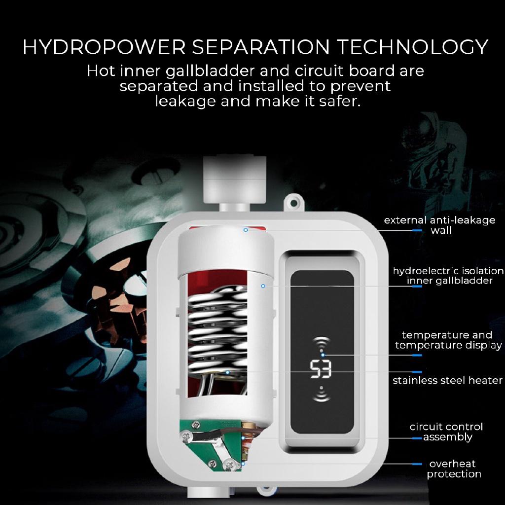 220V Water Heater Bathroom Kitchen Instant Electric Hot Water Heater Tap Temperature LCD Display Faucet Shower Tankless