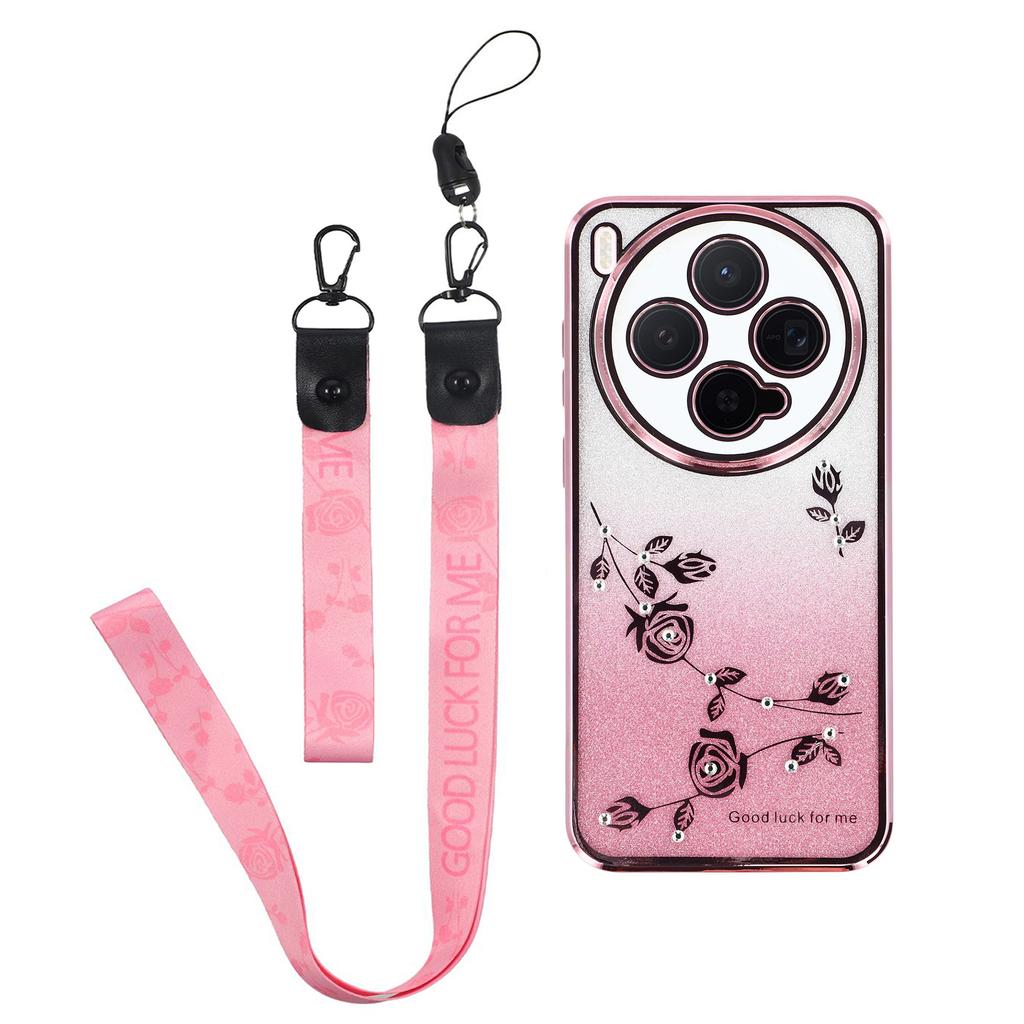 KADEM For vivo X300 5G Case Flower Pattern TPU Gradient Phone Cover with Lanyards