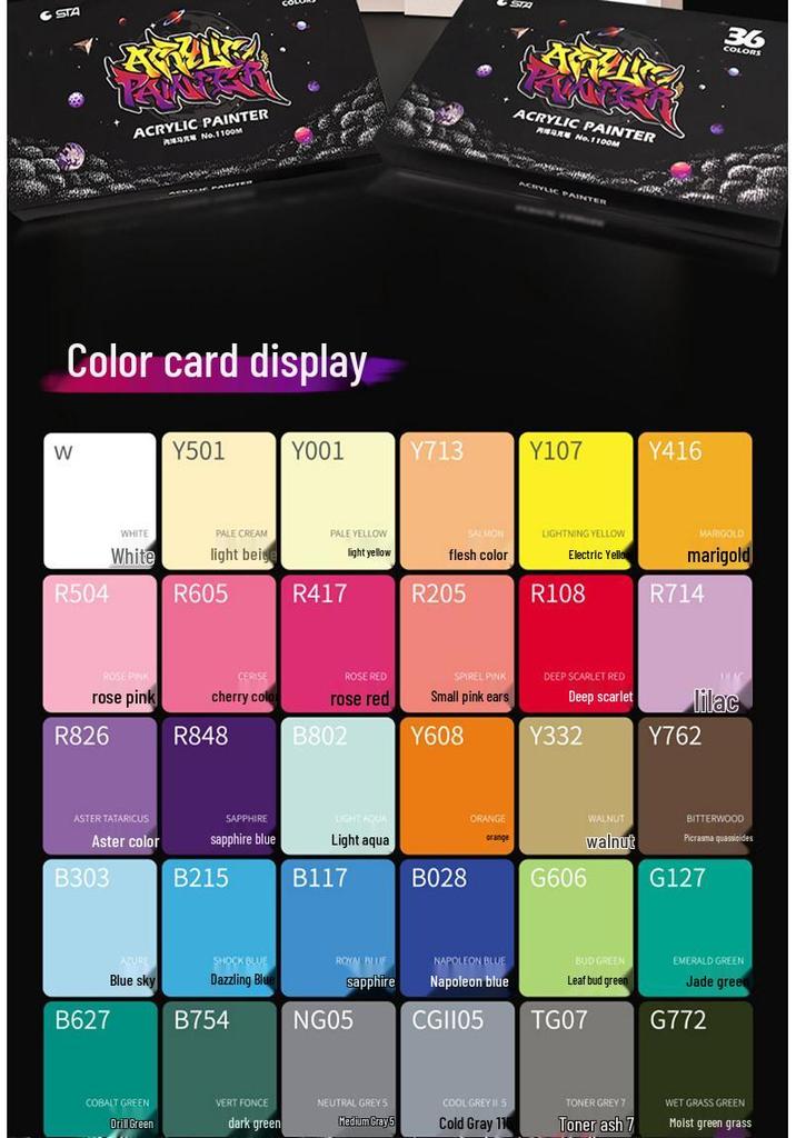 STA 1100 Fine Tip Waterproof Acrylic Marker Pen Set - 12/24 Colors for DIY Photo Album and Graffiti Painting