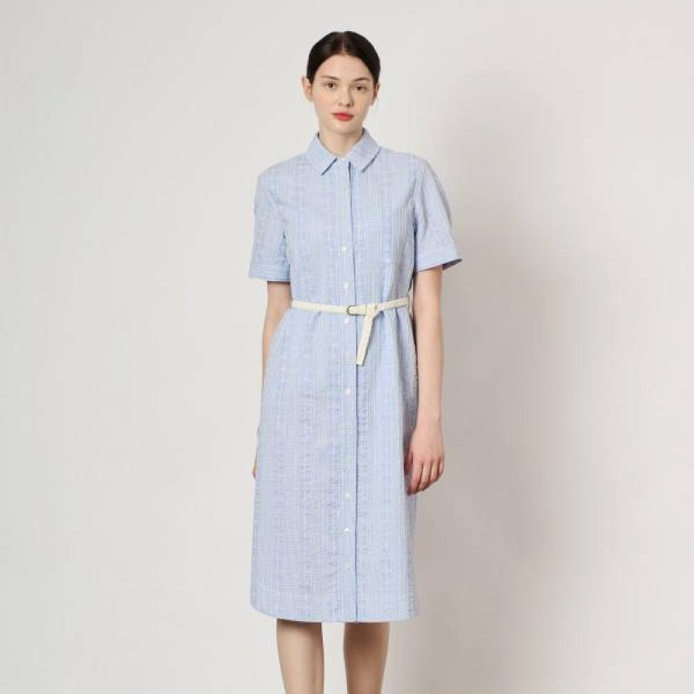 Bcbg Embroidered Belted Dress B4m5o639 Light Blue (51)/55