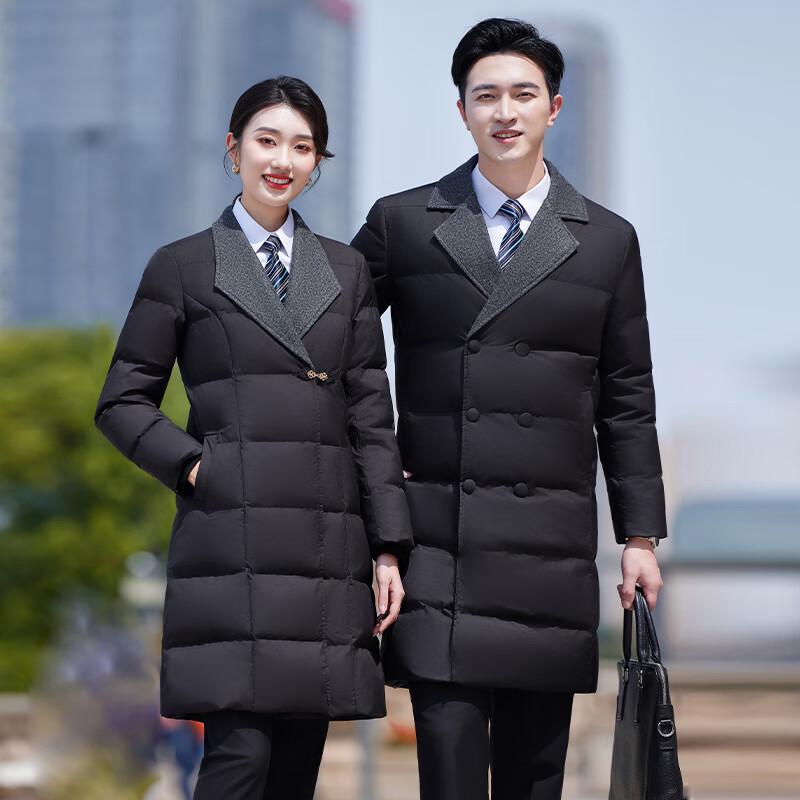 Teluoman Black Suit Collar Professional Padded Winter Coat