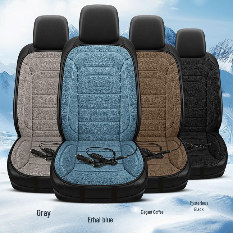Universal Non-Slip Heated Plush Seat Cushion, 12V/24V, Quick Warmth for Winter