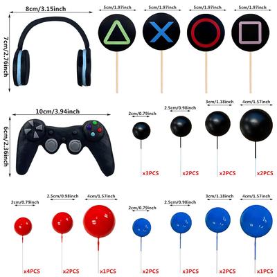 Video Game Themes Cake Toppers Headset Cake Decoration Ball Controller Cake Decoration for Birthday Party Cake Decoration
