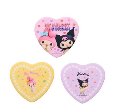 Sanrio My Melody & Kuromi Heart-Shaped Badge Set of 3 Japan NEW