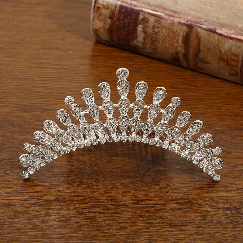 New Children's Crown Rhinestone Hair Accessories Princess Crown Girl's Birthday Alloy Comb Girl's Crown Tiara