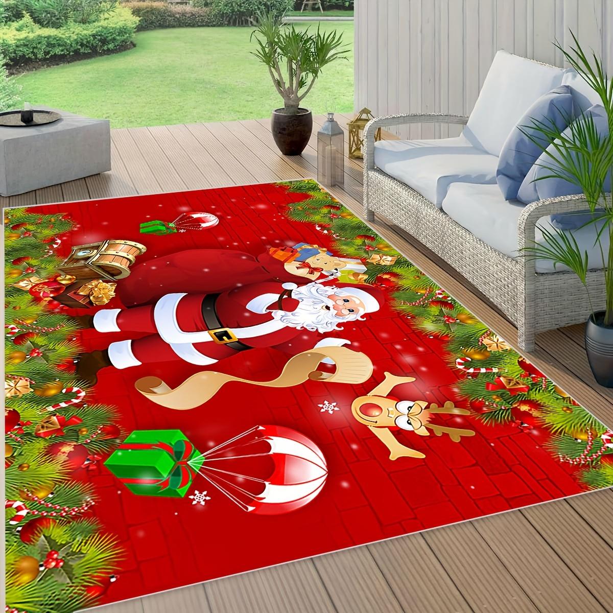 

1pc Cartoon Santa Claus Pattern Non-Slip Machine Carpet Floor Mat Doormat for Living Room Kitchen Bathroom Festive Home Decor 40x60cm