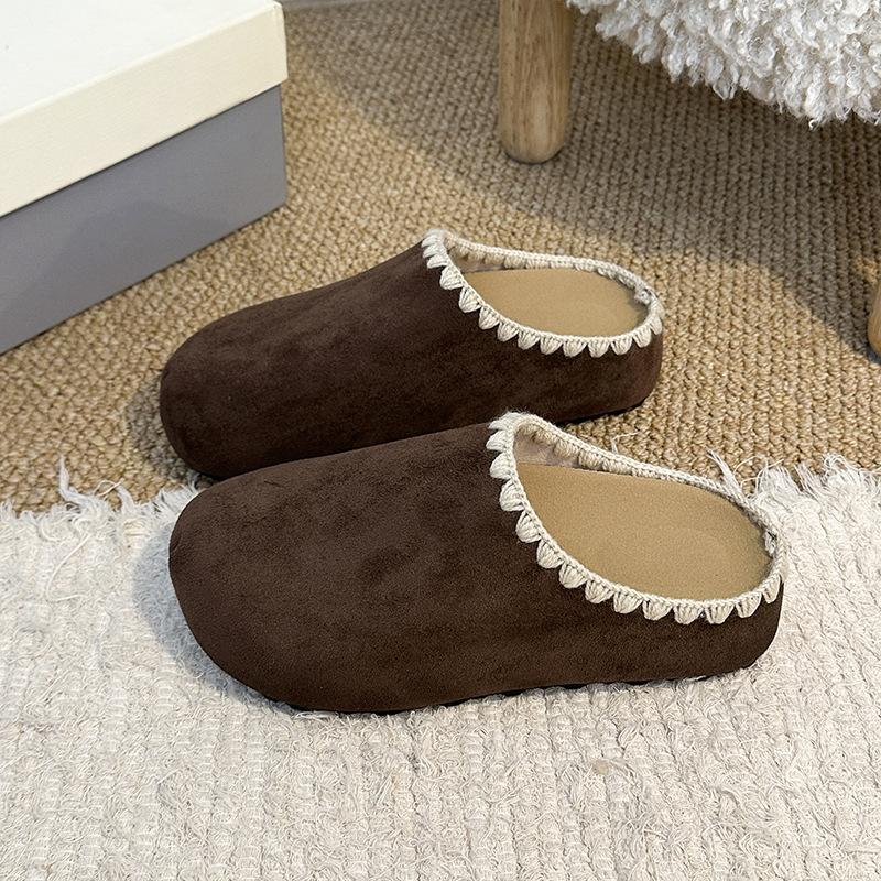 

Boken тапочки женская верхняя одежда 2025 новый осенний супер огонь ретро универсальный ленивый один педаль шнуровка сумка голова половина тапок 40 темно-коричневого