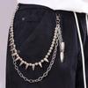 European & American Fashion Double-Layer Pant Chain with Rivets, Beads, and Bullet Pendant