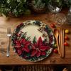 Tapis décoratif d'isolation thermique Rond Set de table de Noël, 14 pouces Motif festif Antidérapant Protecteur de table, Protecteur de table pour maison de vacances Endroit pour