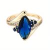 Milangirl Fashion Ring Cross Inlaid Blue Red Rhinestone Female Ring Temperament Girl Party Jewelry Gift Daily Wearable