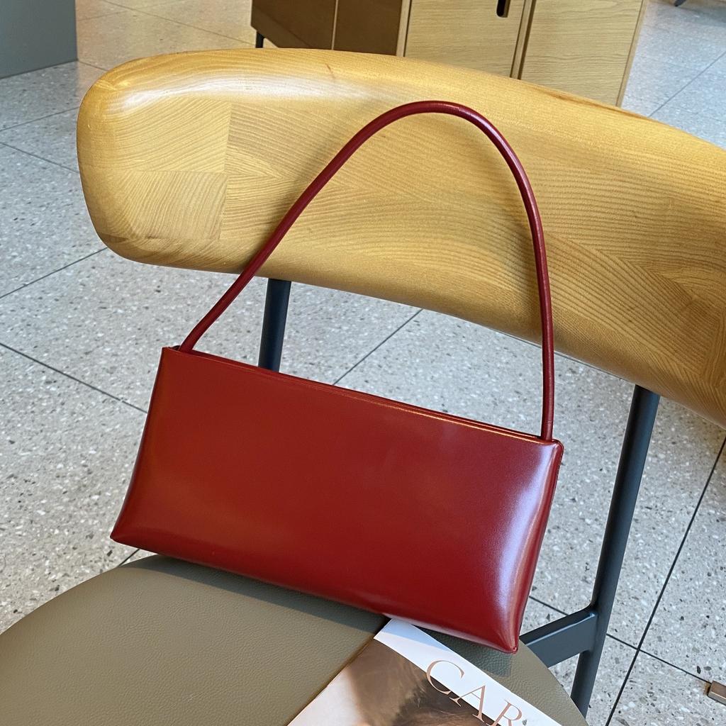 Vintage Underarm Bag Women Split Cow Leather French Style Simple Shoulder Crossbody Bags for Female