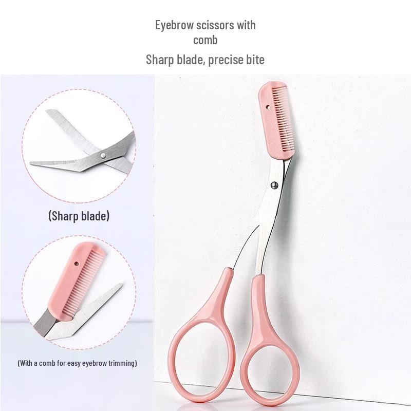 Crescent Eyebrow Razor & Safety Trimming Scissors Set with Comb