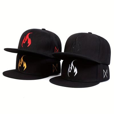 Boné de Beisebol Bordado com Chamas Ajustável Algodão Snapback Chapéu Masculino Feminino Moda Hip Hop Bonés Bonés de Caminhoneiro Esporte Boné Casual