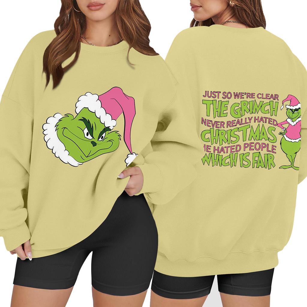 Women's Fashion Long Sleeve Print Round Neck Loose Pullover Sweater Top