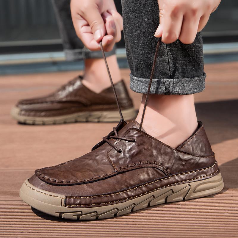 Fashion 2025 New Men Casual Shoes Handmade Leather Loafers Comfortable Men's Shoes Quality Split Leather Flat Moccasins Men Sneakers