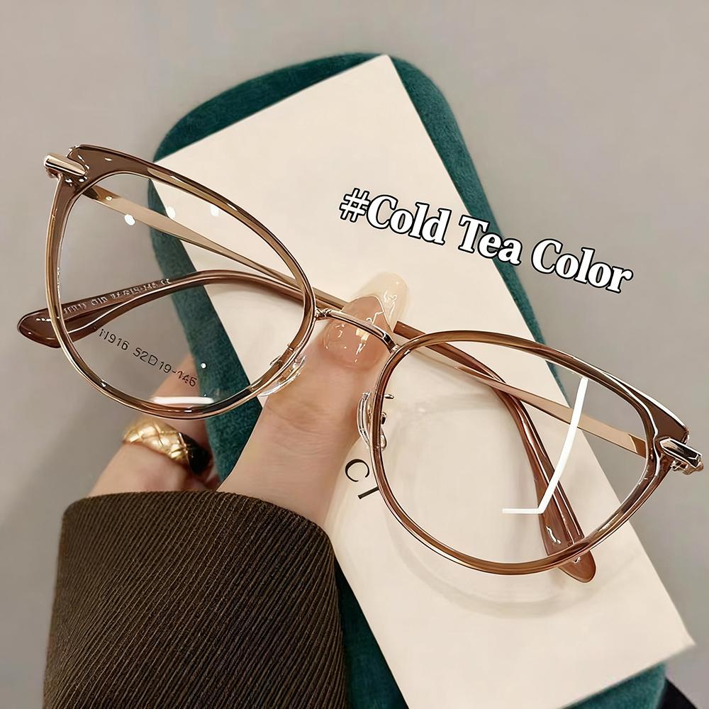 Cat Eye Presbyopia Glasses HD Anti Blue Light Reading Glasses for Women and Men Metal Frame Eyeglasses Unisex