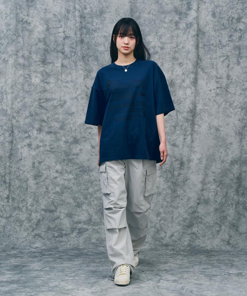 MOZMOZ Parachute Nylon Cargo Pants Light Grey