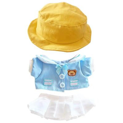 Niannyyhouse 20cm Puppenkleidung - Bärenuniform - Hut, Mantel, Rock - Baumwoll-Puppenkleidung - Verkleidung - Für Kuscheltiere (blau)