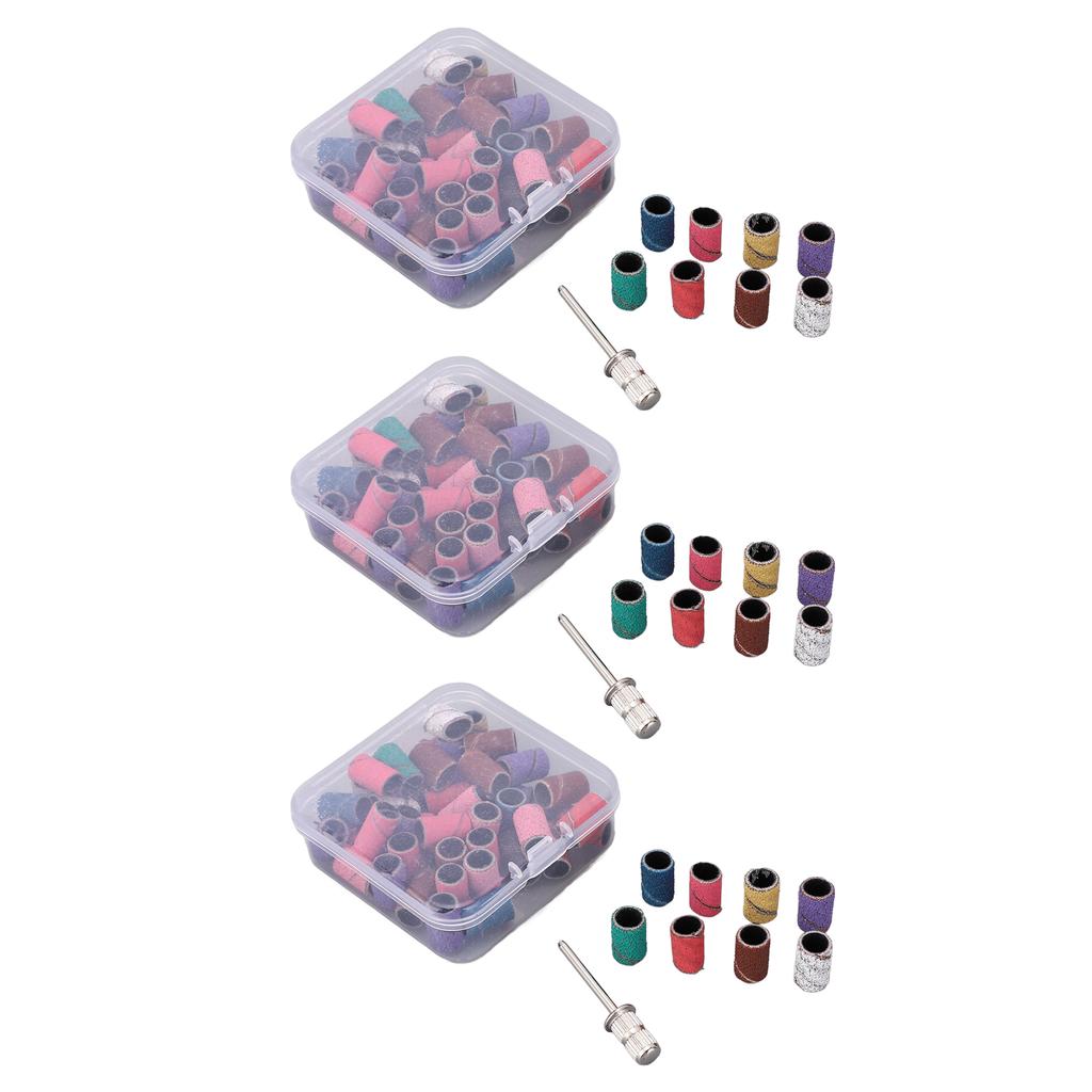 150 Pcs Nail Sanding Rings Electric File Nail Sanders Polishing Band with Mandrel Bit for Electric N