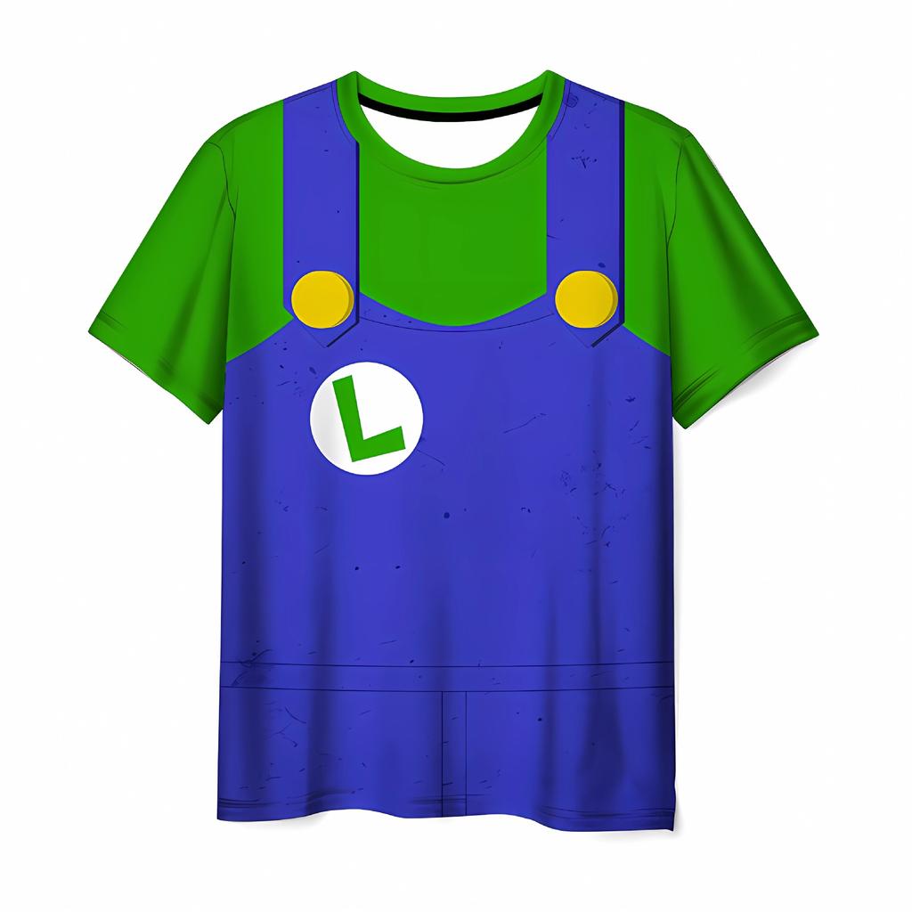 Magliette Estive Girocollo 3D Stampate Super Mario Moda Casual Manica Corta Bambini Ragazzo e Ragazza Bambini Unisex