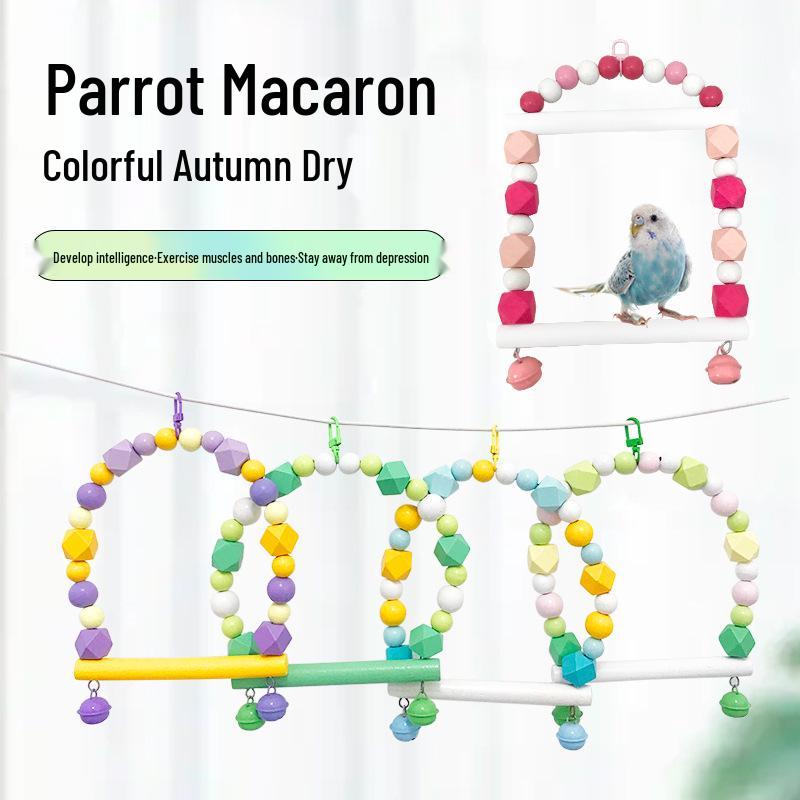 Macaron Rainbow Bird Climbing Pole & Stand Toy for Parrots and Budgies