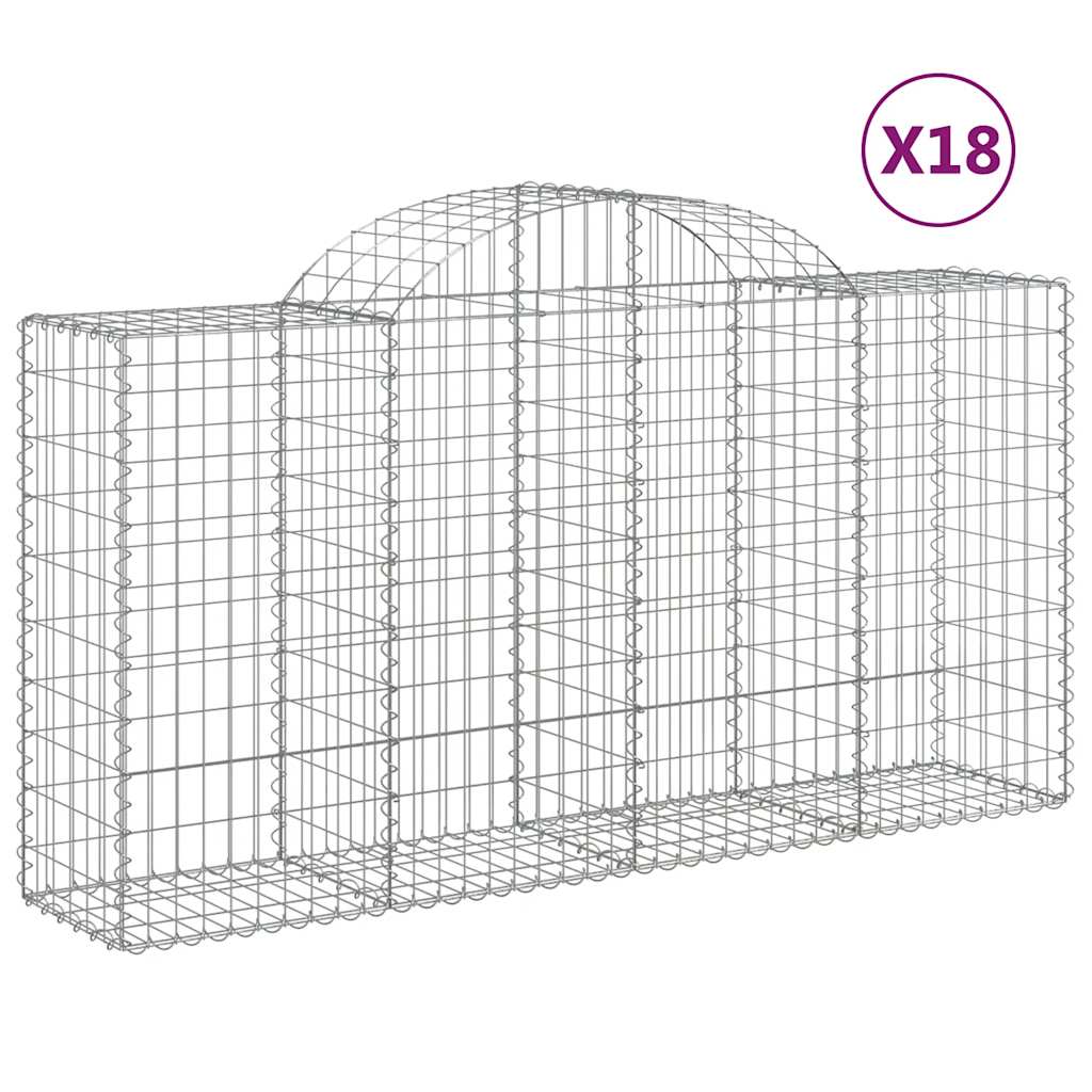 Vidaxl Kosze Gabionowe, 18 Szt, 200X50X100/120Cm, Galwanizowane Żelazo