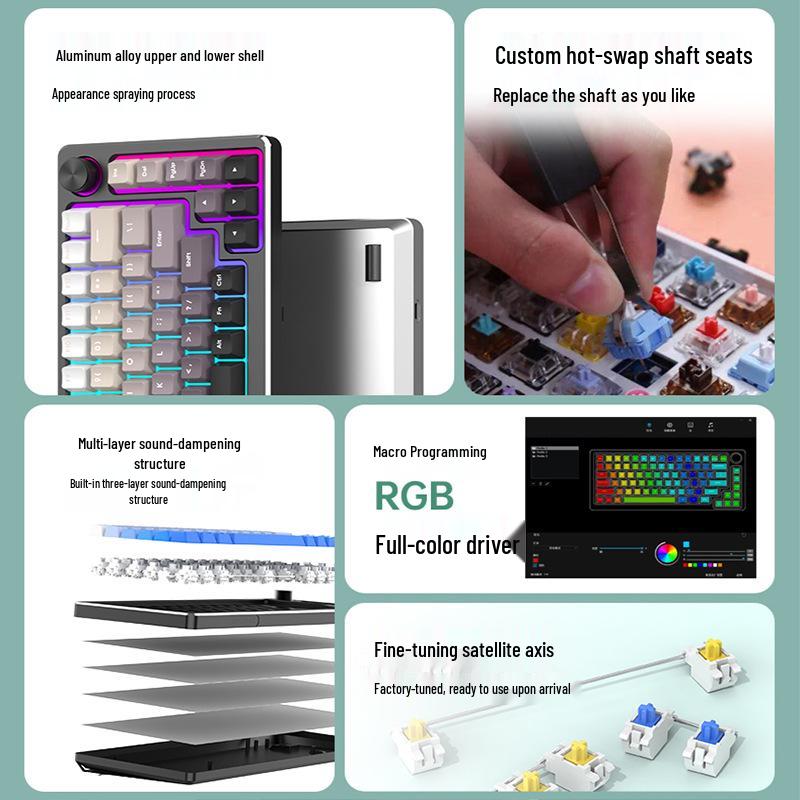 83-Key Aluminum RGB Wired Custom Mechanical Keyboard for Gaming and Office