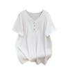 Women's Plus Size V-Neck Mid-Length Loose Fit Short-Sleeve T-Shirt (200-350 Jin)