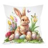 Cute Easter Animal Theme Pillow Cover Bunny Lamb Design Double Sided Print For All Season Home Decor Polyester Fabric