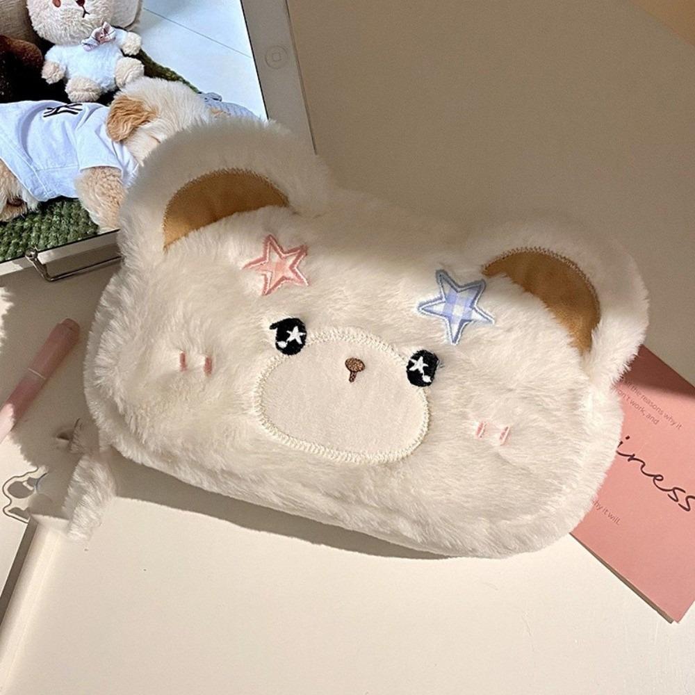 Cartoon Bear Plush Bear Pencil Case Fluffy Plush Pen Bag Pen Box Plush Pencil Case Office