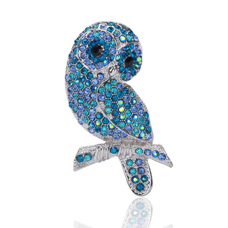 European And American Personality Full Drill Owl Brooch All -Match Fashion Men 'S Suit Jacket Rhinestone Brooch Accessories