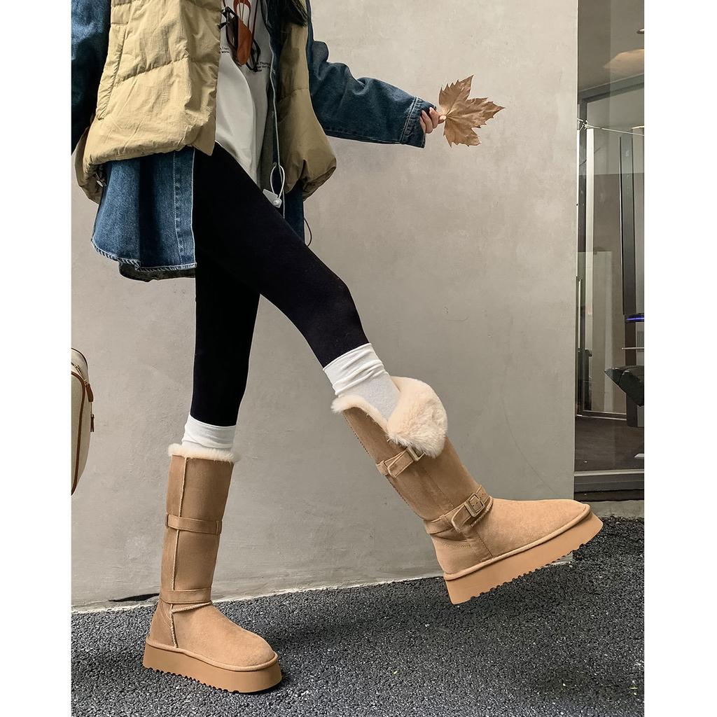 Winter tall snow boots women's thick-soled piled thickened northern gray cotton shoes winter