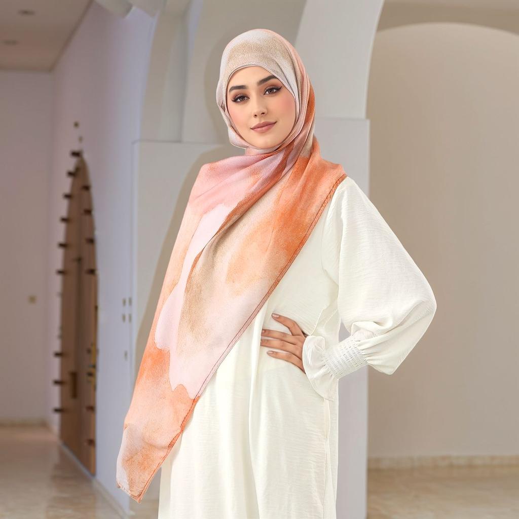 Fashion Printed Watercolor Modal Hijab Scarf For Woman Muslim Digital Printing Shawls Turban Ramadan Headscarf Scarves 170*70Cm