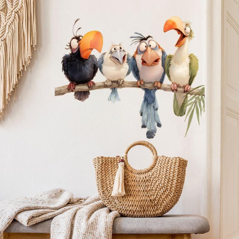 Funny Bird Wall Stickers Bedroom Kids Room Background Decoration Home Decor Self-Adhesive