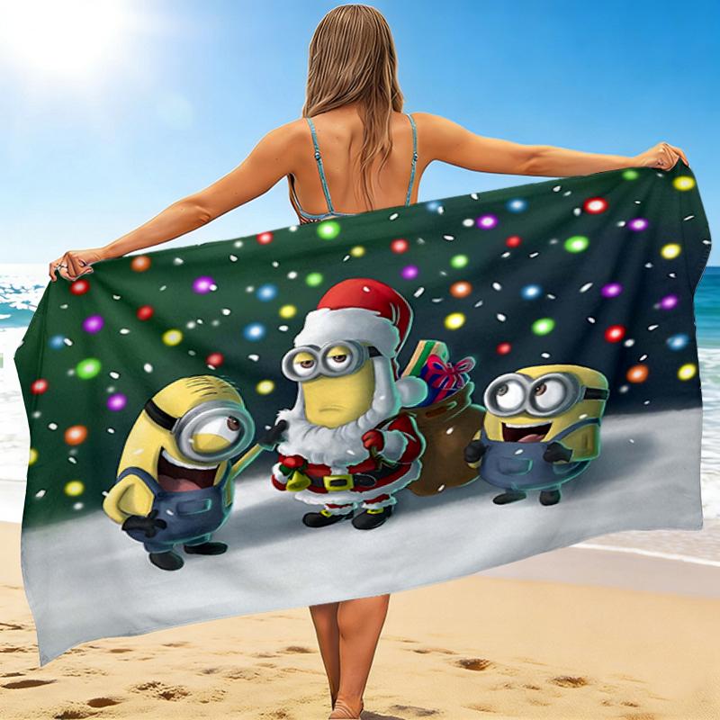 1Pc Minions Christmas Adventure Beach Towel Quick Dry Multiuse For Beach Pool Gym Yoga Home Travel Christmas Halloween Xmas Gift S1220