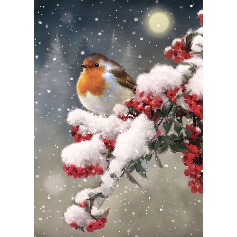 Noua pictură cu diamante 5D DIY Snowbird Broderie cu diamante Peisaj cu strasuri Artizanat Burghiu rotund complet Decor pentru casa Cadou de artă