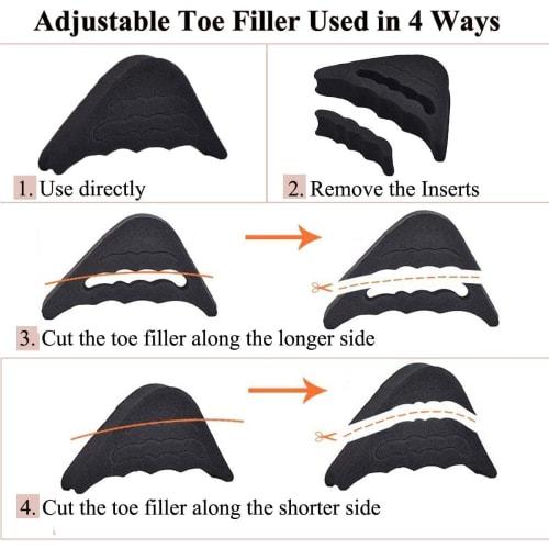 JUTOSU Adjustable Toe Cushions, Easy Toe Cushion, Toe Protection, Shoe Care, Sponge, Memory Foam, Toe Gap Filler, Size Adjustment, Prevents Slippage,