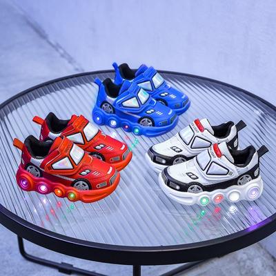 Children's LED Light-Up Sports Shoes Sneakers for Toddlers & Young Kids, Cartoon Athletic Footwear for Boys & Girls