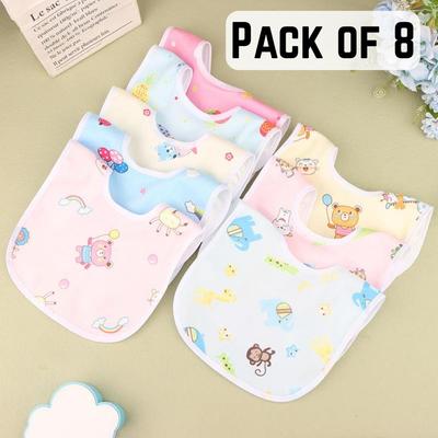 Pack of 8 Baby Bib Set | Waterproof Feeding Bibs for Infants & Toddlers | Reusable Baby Mealtime Bibs