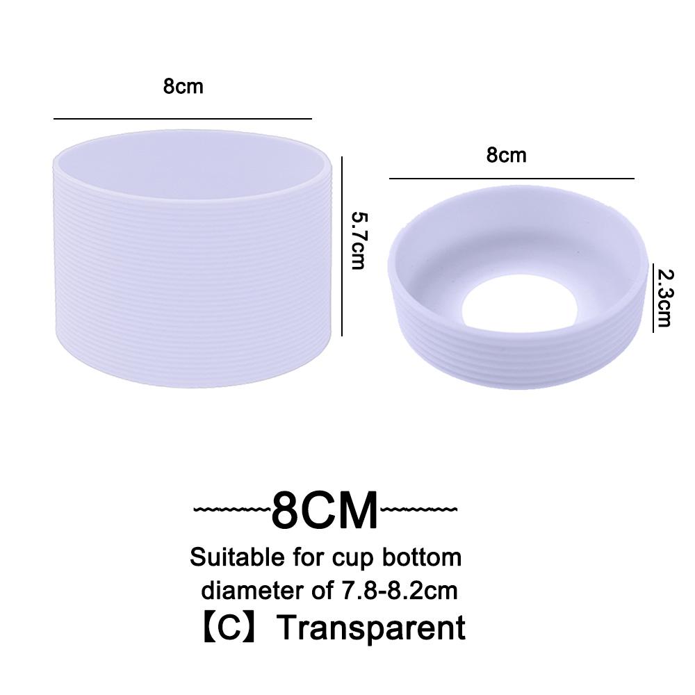 2Pc/Set 8cm 15 Colour Threaded Soft Silicone Cup Sleeve And Bottom Suit Heat Insulated Anti Slip Good Toughnes Odorless Elastic