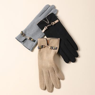 Warm Gloves Cute Fleece Thickened Cold-proof Outdoor Cycling Driving Women German Fleece Autumn and Winter Gloves