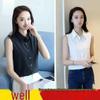 2023 Fall/Winter Women's Sleeveless Slim Fit Lapel White Shirt In Plus Size - Versatile and Simple OL Base Shirt