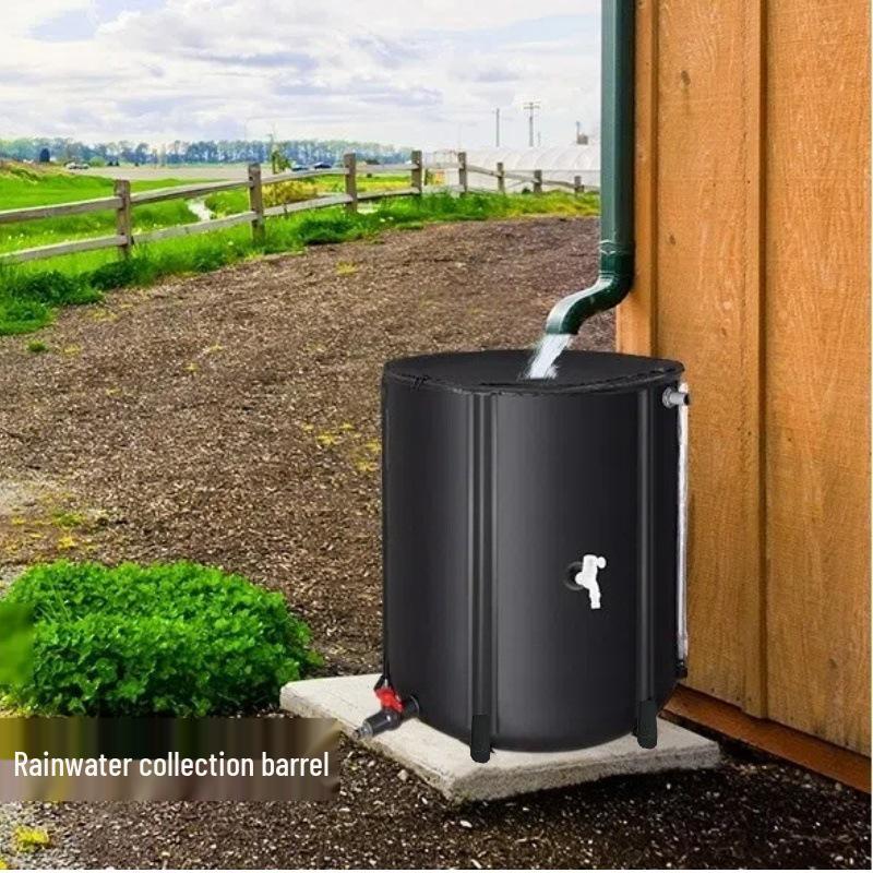 Foldable Rainwater Collector: Portable Multi-Functional Storage Barrel for Outdoor and Garden Use.